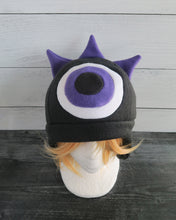 Load image into Gallery viewer, Three Horned Monster Hat - One Eye Monster Horns Fleece Hat