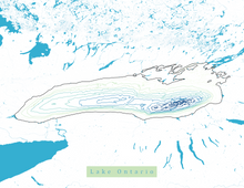 Load image into Gallery viewer, Lake Ontario Map Print - Bathymetry Map