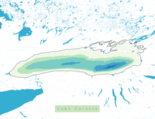 Load image into Gallery viewer, Lake Ontario Map Print - Bathymetry Map