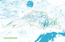 Load image into Gallery viewer, Lake Superior Map Print - Bathymetry Map