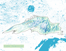 Load image into Gallery viewer, Lake Superior Map Print - Bathymetry Map