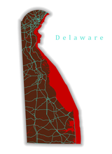 Load image into Gallery viewer, Deleware State Map Print