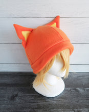 Load image into Gallery viewer, Orange Cat with Ear Cut Out Fleece Hat