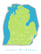 Load image into Gallery viewer, Lower Michigan State Map Print