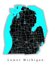 Load image into Gallery viewer, Lower Michigan State Map Print