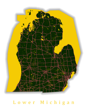 Load image into Gallery viewer, Lower Michigan State Map Print