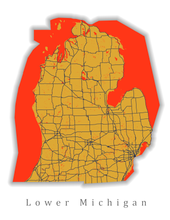 Load image into Gallery viewer, Lower Michigan State Map Print