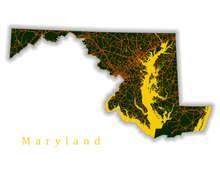 Load image into Gallery viewer, Maryland State Map Print