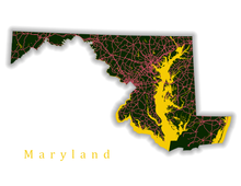 Load image into Gallery viewer, Maryland State Map Print