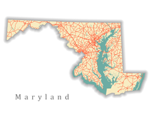 Load image into Gallery viewer, Maryland State Map Print