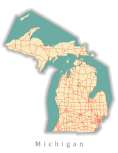 Load image into Gallery viewer, Michigan State Map Print