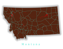 Load image into Gallery viewer, Montana State Map Print