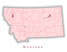 Load image into Gallery viewer, Montana State Map Print