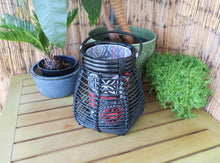 Load image into Gallery viewer, Short Black Lantern Red and Black Polynesian Indoor Decor