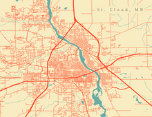 Load image into Gallery viewer, St. Cloud, MN City Map Print