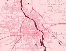 Load image into Gallery viewer, St. Cloud, MN City Map Print