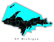 Load image into Gallery viewer, Upper Peninsula Michigan State Map Print