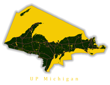 Load image into Gallery viewer, Upper Peninsula Michigan State Map Print
