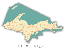 Load image into Gallery viewer, Upper Peninsula Michigan State Map Print