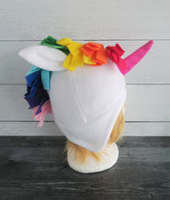 Load image into Gallery viewer, Rainbow Unicorn Fleece Hat