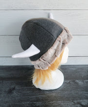Load image into Gallery viewer, Rabbit Fur Vikings Helmet Fleece Hat