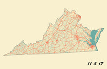 Load image into Gallery viewer, Virginia Map Print