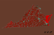 Load image into Gallery viewer, Virginia Map Print