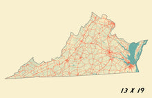 Load image into Gallery viewer, Virginia Map Print