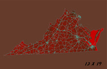 Load image into Gallery viewer, Virginia Map Print
