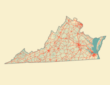 Load image into Gallery viewer, Virginia Map Print