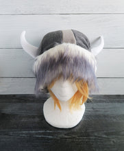 Load image into Gallery viewer, Wolf Fur Vikings Helmet Fleece Hat