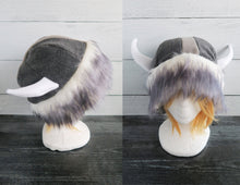 Load image into Gallery viewer, Wolf Fur Vikings Helmet Fleece Hat