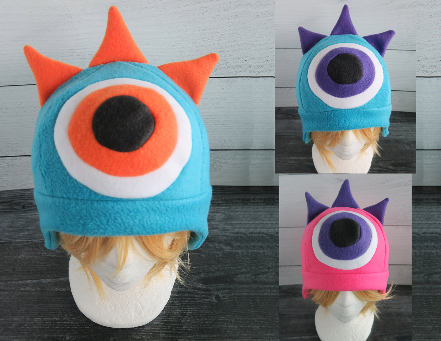 Three Horned Monster Hat - One Eye Monster Horns Fleece Hat