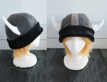 Load image into Gallery viewer, Black Bear Fur Vikings Helmet Fleece