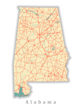 Load image into Gallery viewer, Alabama State Map Print