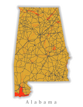Load image into Gallery viewer, Alabama State Map Print