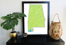 Load image into Gallery viewer, Alabama State Map Print