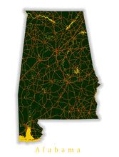 Load image into Gallery viewer, Alabama State Map Print