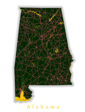 Load image into Gallery viewer, Alabama State Map Print