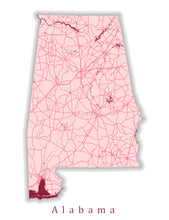 Load image into Gallery viewer, Alabama State Map Print