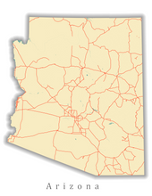 Load image into Gallery viewer, Arizona State Map Print