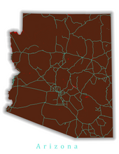 Load image into Gallery viewer, Arizona State Map Print