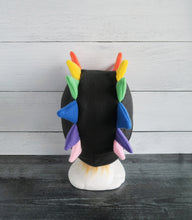 Load image into Gallery viewer, Rainbow Dragon Fleece Hat - 2 Spike Row / Black on SALE
