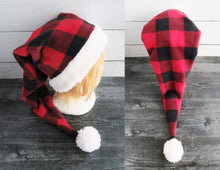 Load image into Gallery viewer, Plaid Santa Sherpa Hat