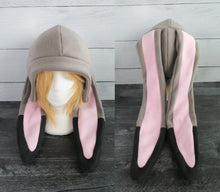 Load image into Gallery viewer, Gray Black Bunny and/or Fox Fleece Hat