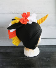 Load image into Gallery viewer, Candy Corn Unicorn Fleece Hat