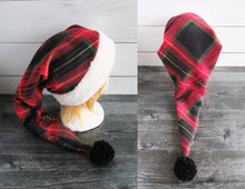 Load image into Gallery viewer, Plaid Santa Sherpa Hat
