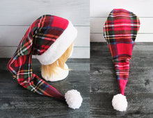 Load image into Gallery viewer, Plaid Santa Sherpa Hat