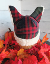 Load image into Gallery viewer, Cabin Plaid Cat Fleece Hat - Sherpa Hat
