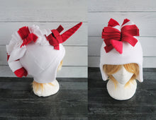 Load image into Gallery viewer, Candy Cane Unicorn Fleece Hat
